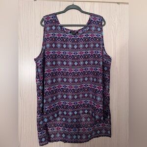 Vibrant Patterned Sleeveless Tank Top